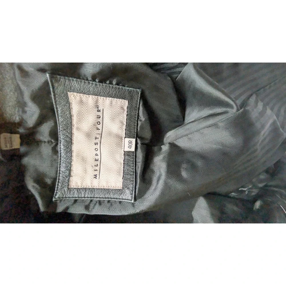 MILEPOST FOUR Mens Vintage Black 100% Leather Blazer Sport Coat‎ Jacket Size 40R